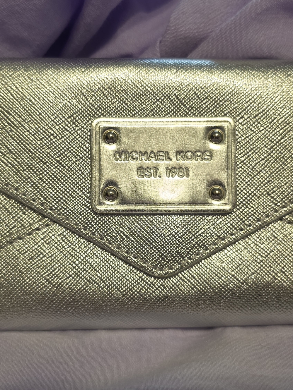Michael Kors Metallic Silver Envelope Billfold Wallet